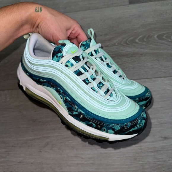Nike Air Max 97 'Moth Camo' Women's Sneaker - Mint Foam/Volt-Barley - Size 7 - Picture 2 of 8